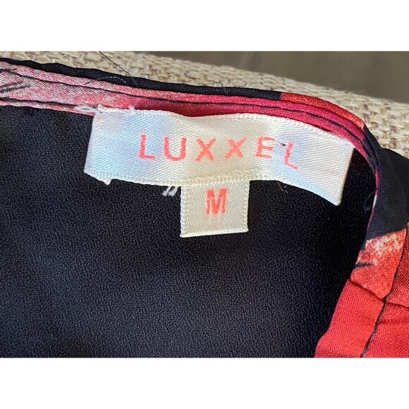 LUXXEL maxi romper dress shorts Red on black floral M - Picture 7 of 10